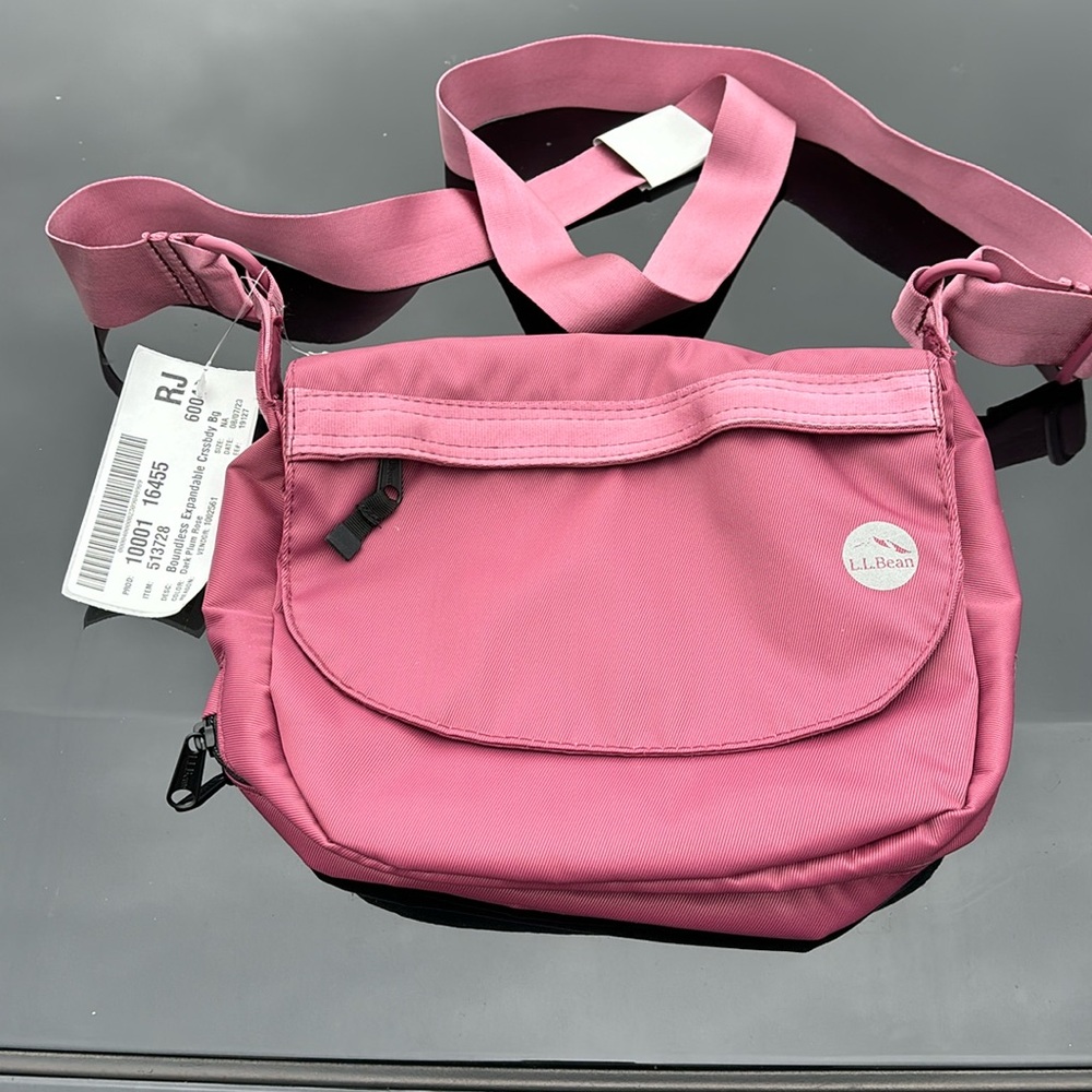 L.L. Bean Boundless Expandable Crossbody Bag. Dark Plum Rose. NWT